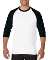 Gildan Mens Heavy Cotton 3/4 Raglan T-Shirt, XS, White/Royal