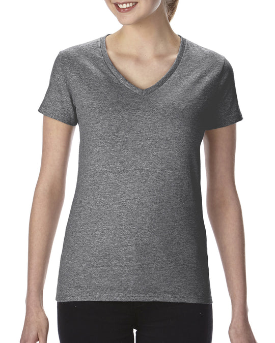 Gildan Ladies Heavy Cotton V-Neck T-Shirt, XL, Purple