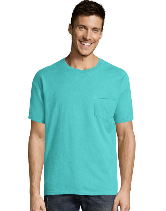 Hanes Mens ComfortWash Garment Dyed Short Sleeve Pocket Tee