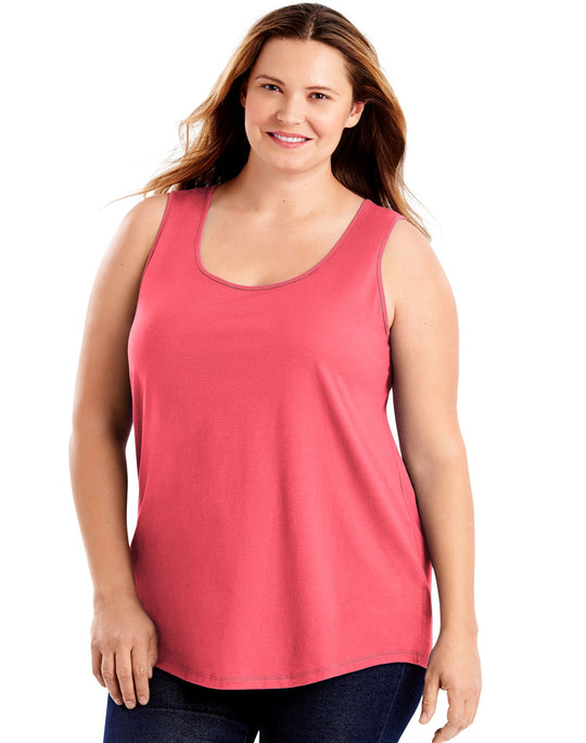 Just My Size Womens Cotton Jersey Shirttail Tank Top