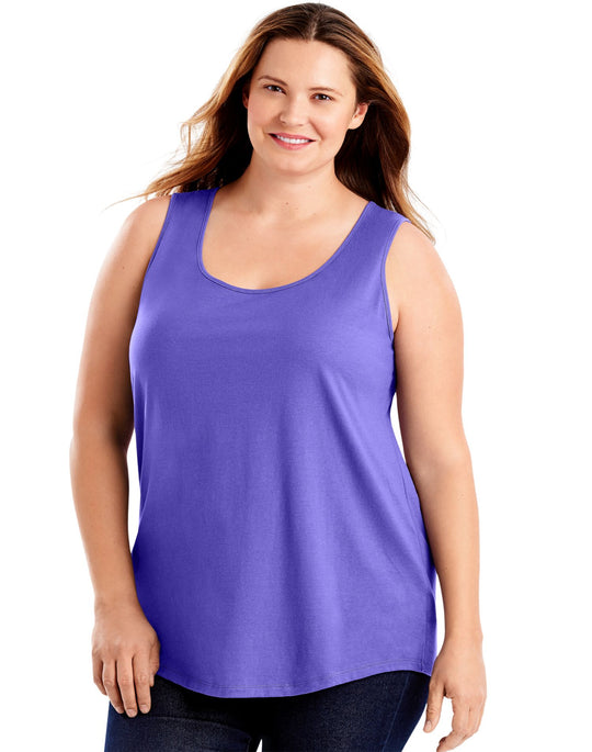 Just My Size Womens Cotton Jersey Shirttail Tank Top