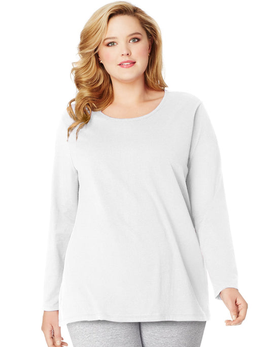 Just My Size Women`s Long-Sleeve Scoop-Neck Tee