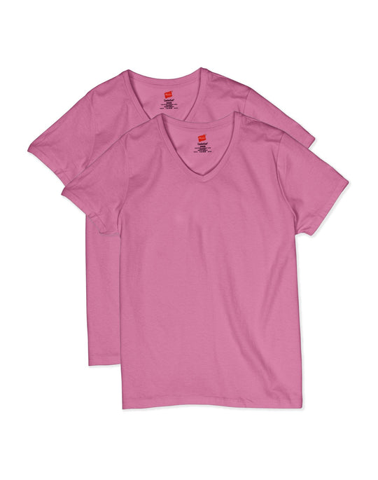 Hanes Womens ComfortSoft Short Sleeve V-neck Tee 2-Pack