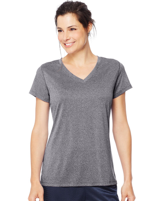 Hanes Womens Sport Heathered Performance V-Neck Tee