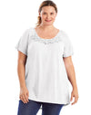 Just My Size Womens Short-Sleeve Slub-Jersey Tunic with Crochet Trim