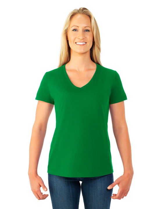 Fruit Of The Loom Womens HD Cotton Short Sleeve V-Neck T-Shirt