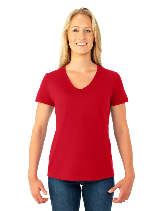 Fruit Of The Loom Womens HD Cotton Short Sleeve V-Neck T-Shirt