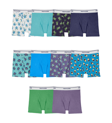 Fruit Of The Loom Toddler Boys Print Solid Boxer Briefs 10 Pack, 4T/5T