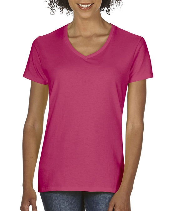 Gildan Ladies Heavy Cotton V-Neck T-Shirt, XL, Purple