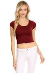 NYL Womens Basic Short Sleeve Scoop Neck Crop Top - USA,