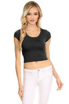 NYL Womens Basic Short Sleeve Scoop Neck Crop Top - USA,