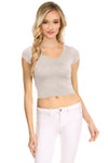 NYL Womens Basic Short Sleeve Scoop Neck Crop Top - USA,