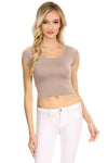 NYL Womens Basic Short Sleeve Scoop Neck Crop Top - USA,