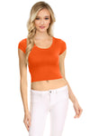 NYL Womens Basic Short Sleeve Scoop Neck Crop Top - USA,