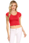 NYL Womens Basic Short Sleeve Scoop Neck Crop Top - USA,
