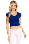 NYL Womens Basic Short Sleeve Scoop Neck Crop Top - USA,