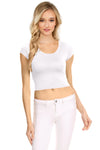 NYL Womens Basic Short Sleeve Scoop Neck Crop Top - USA,