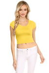NYL Womens Basic Short Sleeve Scoop Neck Crop Top - USA,